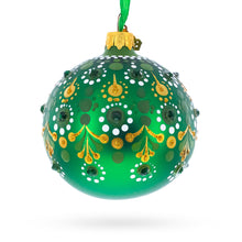 Load image into Gallery viewer, Emerald Green with Golden Accents and Crystals Glass Ball Christmas Ornament 3.25 Inches