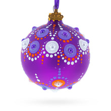 Load image into Gallery viewer, Purple Majesty with Silver Accents Geometric Glass Ball Christmas Ornament 3.25 Inches