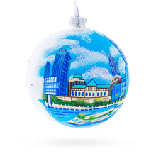 Load image into Gallery viewer, Cityscape of Cleveland, Ohio Glass Ball Christmas Ornament