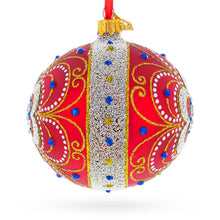 Load image into Gallery viewer, Baroque Filigree with Gemstones on Red Glass Ball Christmas Ornament 4 Inches