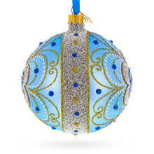 Load image into Gallery viewer, Baroque Filigree with Gemstones on Blue Glass Ball Christmas Ornament 4 Inches