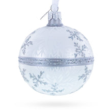 Load image into Gallery viewer, White Winter Glitter Snowflake Design Glass Ball Christmas Ornament 3.25 Inches