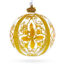 Load image into Gallery viewer, Gold Filigree Floral Design Glass Ball Christmas Ornament 3.25 Inches