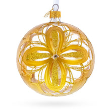 Load image into Gallery viewer, Radiant Gold Starburst Pattern Glass Ball Christmas Ornament 4 Inches