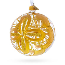 Load image into Gallery viewer, Radiant Gold Starburst Pattern Glass Ball Christmas Ornament 4 Inches