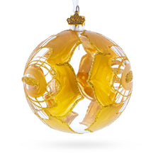 Load image into Gallery viewer, Radiant Gold Starburst Pattern Glass Ball Christmas Ornament 4 Inches
