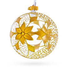 Load image into Gallery viewer, Gold Blossom with Gem Center Glass Ball Christmas Ornament 4 Inches
