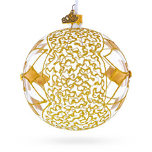 Load image into Gallery viewer, Gold Blossom with Gem Center Glass Ball Christmas Ornament 4 Inches
