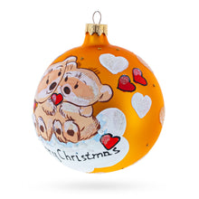 Load image into Gallery viewer, Merry Christmas from Two Bears in Love Glass Ball Christmas Ornament 4 Inches