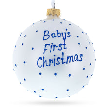 Load image into Gallery viewer, Boy Opening Gift Glass Ball Baby's First Christmas Ornament 4 Inches