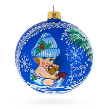 Load image into Gallery viewer, Girl Hugging Teddy Bear Glass Ball Baby's First Christmas Ornament 4 Inches