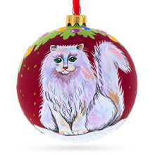 Load image into Gallery viewer, Fluffy White Persian Cat Glass Ball Christmas Ornament 4 Inches