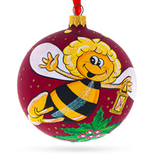 Load image into Gallery viewer, Buzzing Bee in Flight Collecting Honey Glass Ball Christmas Ornament 4 Inches