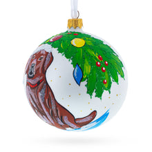 Load image into Gallery viewer, Chocolate Labrador in Santa Hat Glass Ball Christmas Ornament 4 Inches