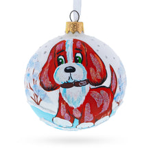 Load image into Gallery viewer, Puppy on the Snow Glass Christmas Ornament 3.25 Inches