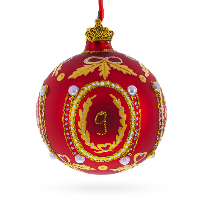 1893 Caucasus Royal Red Glass Ball Christmas Ornament 3.25 Inches