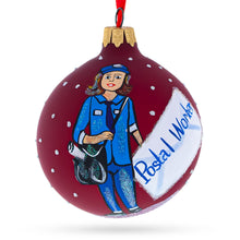 Load image into Gallery viewer, Postal Worker Glass Ball Christmas Ornament 3.25 Inches