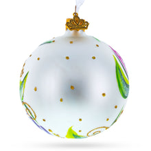 Load image into Gallery viewer, Tulip Bouquet on White Glass Ball Christmas Ornament 3.25 Inches