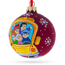 Load image into Gallery viewer, Yellow School Bus Glass Christmas Ornament 3.25 Inches