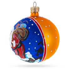 Load image into Gallery viewer, Santa Climbing Down the Chimney Glass Ball Christmas Ornament 3.25 Inches