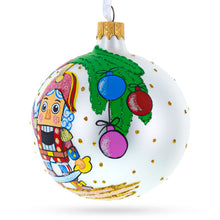 Load image into Gallery viewer, Nutcracker and Christmas Tree Glass Ball Ornament 3.25 Inches