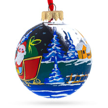Load image into Gallery viewer, Santa's Moonlit Sleigh Ride with Reindeer Glass Ball Christmas Ornament 3.25 Inches