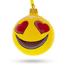 Load image into Gallery viewer, Adorable Heart Eyes In Love Facial Expressions Glass Ball Christmas Ornament 3.25 Inches
