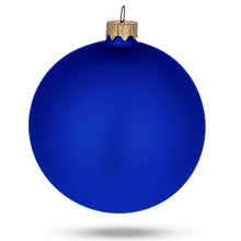 Load image into Gallery viewer, Set Of 4 Matte Blue Glass Ball Christmas Ornaments 4 Inches