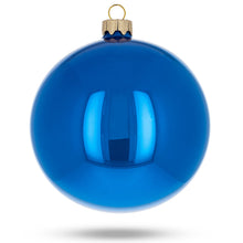 Load image into Gallery viewer, Set of 4 Glossy Blue Glass Ball Christmas Ornaments 4 Inches