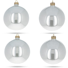 Load image into Gallery viewer, Set of 4 Glossy White Glass Ball Christmas Ornaments 4 Inches