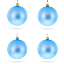 Load image into Gallery viewer, Set Of 4 Light Matte Blue Glass Ball Christmas Ornaments 4 Inches