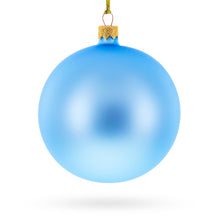 Load image into Gallery viewer, Set Of 4 Light Matte Blue Glass Ball Christmas Ornaments 4 Inches