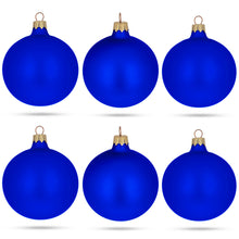 Load image into Gallery viewer, Set of 6 Blue Matte Glass Ball Christmas Ornaments 3.25 Inches