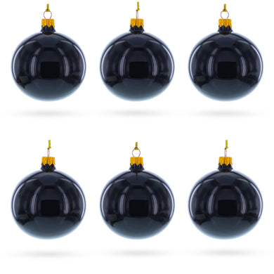 Black Glossy Glass Ball Christmas Ornament 3.25 Inches