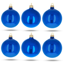 Load image into Gallery viewer, Set of 6 Glossy Blue Glass Ball Christmas Ornaments 3.25 Inches