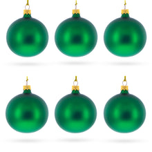 Load image into Gallery viewer, Set of 6 Matte Green Glass Ball Christmas Ornaments 3.25 Inches