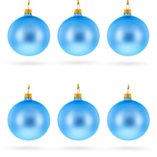 Load image into Gallery viewer, Set of 6 Matte Light Blue Glass Ball Christmas Ornaments 3.25 Inches