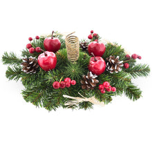 Load image into Gallery viewer, Ukrainian Candle Holder Decoration with Straw Bow, Apples &amp; Pine Cones 16 Inches