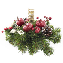 Load image into Gallery viewer, Ukrainian Candle Holder Decoration with Straw Bow, Apples &amp; Pine Cones 16 Inches