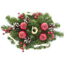 Load image into Gallery viewer, Ukrainian Candle Holder Decoration with Straw Bow, Apples &amp; Pine Cones 16 Inches
