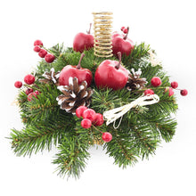 Load image into Gallery viewer, Ukrainian Candle Holder Decoration with Straw Bow, Apples &amp; Pine Cones 16 Inches