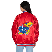 Load image into Gallery viewer, Kansas Jayhawks Satin Letterman Bomber Jacket