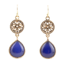Load image into Gallery viewer, Lace Blue Agate Drop Golden Earrings