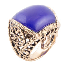 Load image into Gallery viewer, Lace Blue Agate Golden Statement Ring