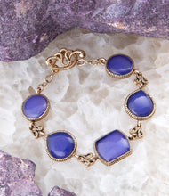 Load image into Gallery viewer, Lace Blue Agate Link Golden Bracelet