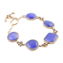 Load image into Gallery viewer, Lace Blue Agate Link Golden Bracelet