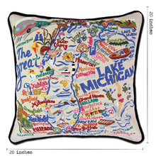 Load image into Gallery viewer, Lake Michigan Hand-Embroidered Pillow