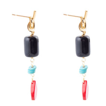 Load image into Gallery viewer, Lapis and Coral Post Drop Earrings