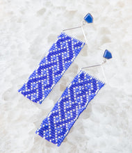 Load image into Gallery viewer, Lapis Woven Seed Bead Earrings