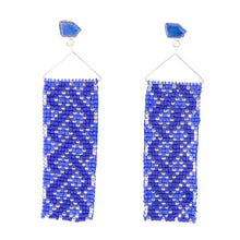 Load image into Gallery viewer, Lapis Woven Seed Bead Earrings